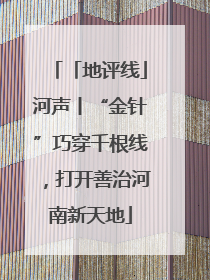 「地评线」河声丨“金针”巧穿千根线，打开善治河南新天地