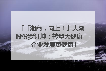 「湘商，向上！」大湖股份罗订坤：转型大健康，企业发展更健康