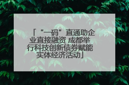 “一码”直通助企业直接融资 成都举行科技创新债券赋能实体经济活动