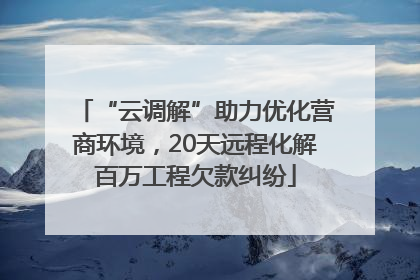 “云调解”助力优化营商环境，20天远程化解百万工程欠款纠纷