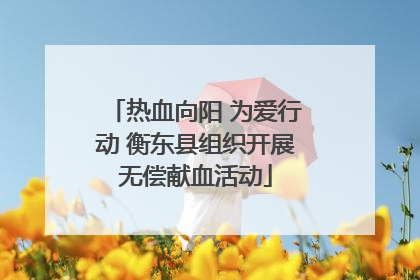 热血向阳 为爱行动 衡东县组织开展无偿献血活动