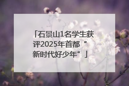 石景山1名学生获评2025年首都“新时代好少年”