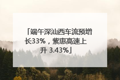 端午深汕西车流预增长33%，紫惠高速上升 3.43%