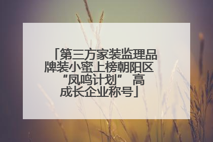 第三方家装监理品牌装小蜜上榜朝阳区 “凤鸣计划” 高成长企业称号