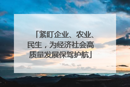 紧盯企业、农业、民生，为经济社会高质量发展保驾护航