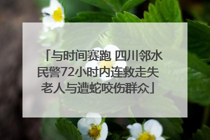 与时间赛跑 四川邻水民警72小时内连救走失老人与遭蛇咬伤群众