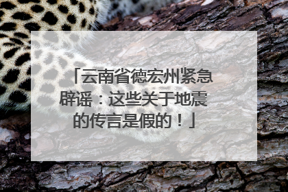 云南省德宏州紧急辟谣：这些关于地震的传言是假的！