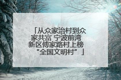 从众家治村到众家共富 宁波前湾新区傅家路村上榜“全国文明村”