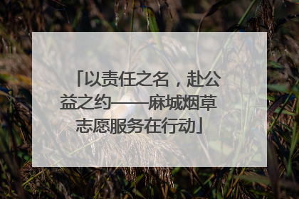 以责任之名，赴公益之约——麻城烟草志愿服务在行动