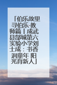 伯乐故里寻伯乐·教师篇丨成武县郜城第六实验小学刘士成：书香润童年 阳光育新人