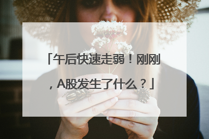 午后快速走弱！刚刚，A股发生了什么？