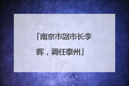 南京市副市长李晖，调任泰州