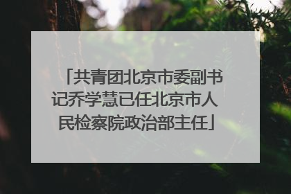 共青团北京市委副书记乔学慧已任北京市人民检察院政治部主任