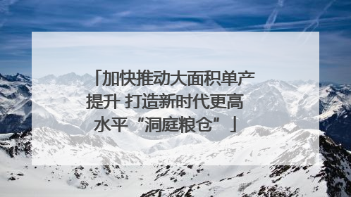 加快推动大面积单产提升 打造新时代更高水平“洞庭粮仓”