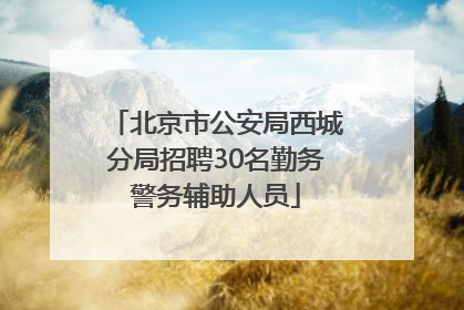 北京市公安局西城分局招聘30名勤务警务辅助人员