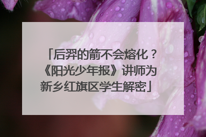 后羿的箭不会熔化？《阳光少年报》讲师为新乡红旗区学生解密