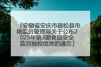 安徽省安庆市宿松县市场监督管理局关于公布2025年第3期食品安全监督抽检信息的通告
