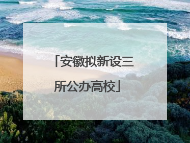 安徽拟新设三所公办高校