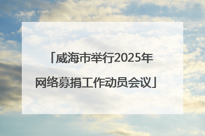 威海市举行2025年网络募捐工作动员会议