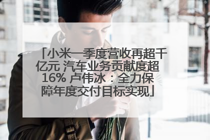 小米一季度营收再超千亿元 汽车业务贡献度超16% 卢伟冰：全力保障年度交付目标实现