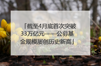 截至4月底首次突破33万亿元——公募基金规模屡创历史新高