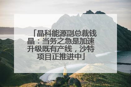 晶科能源副总裁钱晶：当务之急是加速升级既有产线，沙特项目正推进中