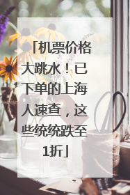机票价格大跳水！已下单的上海人速查，这些统统跌至1折