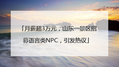 月薪超3万元，山东一景区招募语言类NPC，引发热议