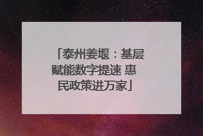 泰州姜堰：基层赋能数字提速 惠民政策进万家
