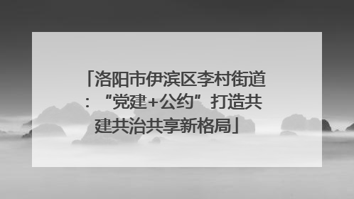 洛阳市伊滨区李村街道：“党建+公约”打造共建共治共享新格局