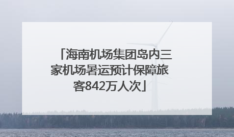 海南机场集团岛内三家机场暑运预计保障旅客842万人次