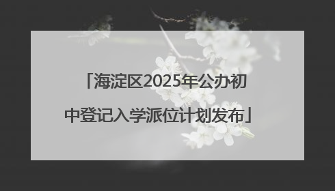 海淀区2025年公办初中登记入学派位计划发布