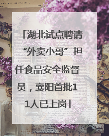 湖北试点聘请“外卖小哥”担任食品安全监督员，襄阳首批11人已上岗