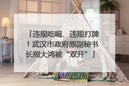 违规吃喝、违规打牌！武汉市政府原副秘书长周大鸿被“双开”