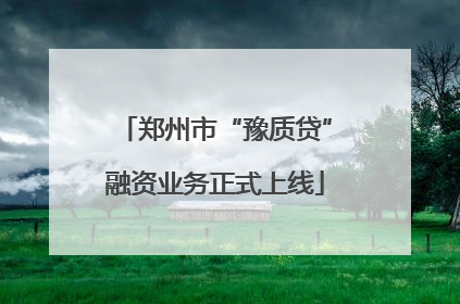 郑州市“豫质贷”融资业务正式上线