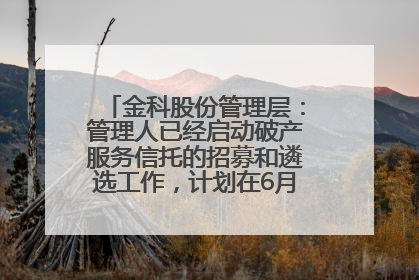 金科股份管理层：管理人已经启动破产服务信托的招募和遴选工作，计划在6月初召开评审会