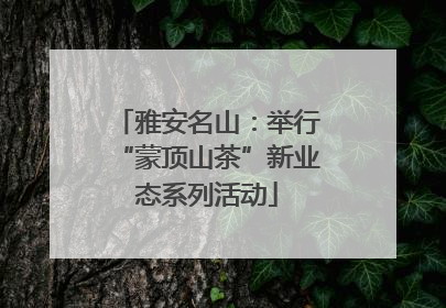 雅安名山：举行“蒙顶山茶”新业态系列活动