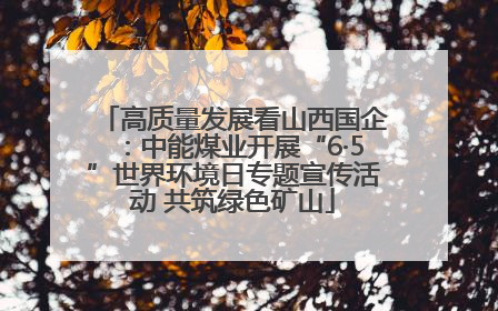 高质量发展看山西国企：中能煤业开展“6·5”世界环境日专题宣传活动 共筑绿色矿山