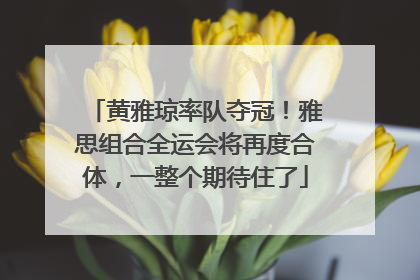 黄雅琼率队夺冠！雅思组合全运会将再度合体，一整个期待住了