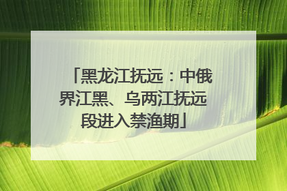 黑龙江抚远：中俄界江黑、乌两江抚远段进入禁渔期