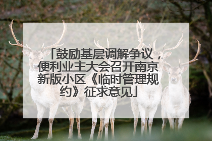 鼓励基层调解争议，便利业主大会召开南京新版小区《临时管理规约》征求意见