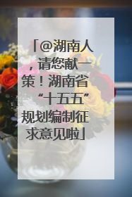 @湖南人，请您献一策！湖南省“十五五”规划编制征求意见啦