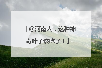 @河南人，这种神奇叶子该吃了！